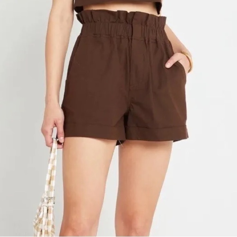 O.P.T Vienna Paperback High Rise Shorts in Dark Brown